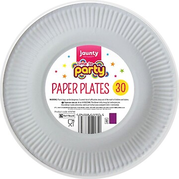 Product image of White Paper Plates 25pk 9'' by Jaunty Partyware